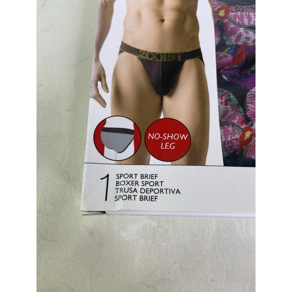 2xist Speed Dri Mesh Sport Brief No Show Underwear Multicolor Floral Mens Size M